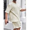 image:imageGORGLITTER Mens Big and Tall Vacation Beach Outfits Cable Knit Short Sleeve T Shirt Shorts SetApricot Solid Color