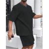 image:imageGORGLITTER Mens Big and Tall Vacation Beach Outfits Cable Knit Short Sleeve T Shirt Shorts SetBlack Cruise