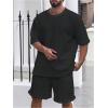 image:imageGORGLITTER Mens Big and Tall Vacation Beach Outfits Cable Knit Short Sleeve T Shirt Shorts SetBlack Cruise