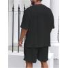 image:imageGORGLITTER Mens Big and Tall Vacation Beach Outfits Cable Knit Short Sleeve T Shirt Shorts SetBlack Cruise
