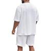 image:imageGORGLITTER Mens Big and Tall Vacation Beach Outfits Cable Knit Short Sleeve T Shirt Shorts SetWhite