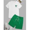 image:imageGORGLITTER Mens Casual Cartoon Graphic Tee and Breathable Mesh Athletic Shorts 2 Piece Short Sets OutfitsWhite and Green