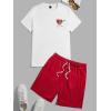 image:imageGORGLITTER Mens Casual Cartoon Graphic Tee and Breathable Mesh Athletic Shorts 2 Piece Short Sets OutfitsWhite and Red