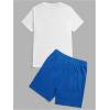 image:imageGORGLITTER Mens Casual Cartoon Graphic Tee and Breathable Mesh Athletic Shorts 2 Piece Short Sets OutfitsWhite and Royal Blue