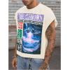 image:imageGORGLITTER Mens Dolman Sleeve Crop Vest Top T Shirts Crewneck Loose Pullover Tank TopsApricot