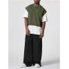 image:imageGORGLITTER Mens Dolman Sleeve Crop Vest Top T Shirts Crewneck Loose Pullover Tank TopsArmy Green