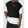 image:imageGORGLITTER Mens Dolman Sleeve Crop Vest Top T Shirts Crewneck Loose Pullover Tank TopsBlack
