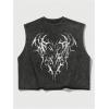 image:imageGORGLITTER Mens Dolman Sleeve Crop Vest Top T Shirts Crewneck Loose Pullover Tank TopsBlack and Graphic Grey