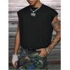 image:imageGORGLITTER Mens Dolman Sleeve Crop Vest Top T Shirts Crewneck Loose Pullover Tank TopsBlack and Star