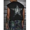 image:imageGORGLITTER Mens Dolman Sleeve Crop Vest Top T Shirts Crewneck Loose Pullover Tank TopsBlack and Star