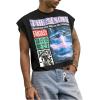 image:imageGORGLITTER Mens Dolman Sleeve Crop Vest Top T Shirts Crewneck Loose Pullover Tank TopsBlack and Whte