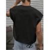 image:imageGORGLITTER Mens Dolman Sleeve Crop Vest Top T Shirts Crewneck Loose Pullover Tank TopsBlack and Whte