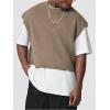 image:imageGORGLITTER Mens Dolman Sleeve Crop Vest Top T Shirts Crewneck Loose Pullover Tank TopsBrown