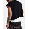 image:imageGORGLITTER Mens Dolman Sleeve Crop Vest Top T Shirts Crewneck Loose Pullover Tank TopsColorful Black