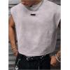image:imageGORGLITTER Mens Dolman Sleeve Crop Vest Top T Shirts Crewneck Loose Pullover Tank TopsFlower Gray