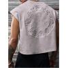image:imageGORGLITTER Mens Dolman Sleeve Crop Vest Top T Shirts Crewneck Loose Pullover Tank TopsFlower Gray