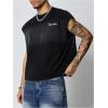 image:imageGORGLITTER Mens Dolman Sleeve Crop Vest Top T Shirts Crewneck Loose Pullover Tank TopsGrey and Black