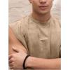 image:imageGORGLITTER Mens Dolman Sleeve Crop Vest Top T Shirts Crewneck Loose Pullover Tank TopsKhaki