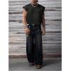image:imageGORGLITTER Mens Dolman Sleeve Crop Vest Top T Shirts Crewneck Loose Pullover Tank TopsLetter Black
