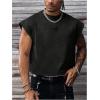 image:imageGORGLITTER Mens Dolman Sleeve Crop Vest Top T Shirts Crewneck Loose Pullover Tank TopsLetter Black