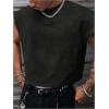 image:imageGORGLITTER Mens Dolman Sleeve Crop Vest Top T Shirts Crewneck Loose Pullover Tank TopsLetter Black