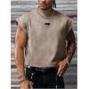 image:imageGORGLITTER Mens Dolman Sleeve Crop Vest Top T Shirts Crewneck Loose Pullover Tank TopsLetter Brown