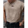 image:imageGORGLITTER Mens Dolman Sleeve Crop Vest Top T Shirts Crewneck Loose Pullover Tank TopsLetter Brown