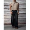 image:imageGORGLITTER Mens Dolman Sleeve Crop Vest Top T Shirts Crewneck Loose Pullover Tank TopsLetter Brown