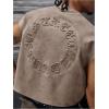 image:imageGORGLITTER Mens Dolman Sleeve Crop Vest Top T Shirts Crewneck Loose Pullover Tank TopsLetter Brown