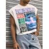 image:imageGORGLITTER Mens Dolman Sleeve Crop Vest Top T Shirts Crewneck Loose Pullover Tank TopsWhite Graphic