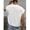 image:imageGORGLITTER Mens Dolman Sleeve Crop Vest Top T Shirts Crewneck Loose Pullover Tank TopsWhite Graphic