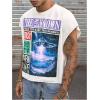 image:imageGORGLITTER Mens Dolman Sleeve Crop Vest Top T Shirts Crewneck Loose Pullover Tank TopsWhite Graphic