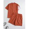image:imageGORGLITTER Mens Hawaiian Matching Set Summer Beach 2 Piece Outfits Flower Button Down Shirts and Shorts SetBrown and White