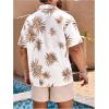 image:imageGORGLITTER Mens Hawaiian Matching Set Summer Beach 2 Piece Outfits Flower Button Down Shirts and Shorts SetKhaki