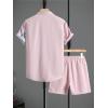 image:imageGORGLITTER Mens Hawaiian Matching Set Summer Beach 2 Piece Outfits Flower Button Down Shirts and Shorts SetPink