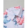 image:imageGORGLITTER Mens Hawaiian Matching Set Summer Beach 2 Piece Outfits Flower Button Down Shirts and Shorts SetPink and White