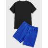 image:imageGORGLITTER Mens Letter Graphic Print T Shirts Short Sleeve Top amp Shorts Casual Two Piece SetsBlack and Royal Blue Letter  Bear