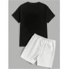 image:imageGORGLITTER Mens Letter Graphic Print T Shirts Short Sleeve Top amp Shorts Casual Two Piece SetsBlack and White Letter  Bear