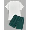 image:imageGORGLITTER Mens Letter Graphic Print T Shirts Short Sleeve Top amp Shorts Casual Two Piece SetsWhite and Green Letter  Bear