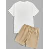 image:imageGORGLITTER Mens Letter Graphic Print T Shirts Short Sleeve Top amp Shorts Casual Two Piece SetsWhite and Khaki Letter  Bear