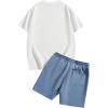 image:imageGORGLITTER Mens Letter Graphic Print T Shirts Short Sleeve Top amp Shorts Casual Two Piece SetsWhite and Light Blue
