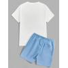 image:imageGORGLITTER Mens Letter Graphic Print T Shirts Short Sleeve Top amp Shorts Casual Two Piece SetsWhite and Light Blue Letter  Bear