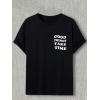 image:imageGORGLITTER Mens Novelty Casual Letter Graphic Crewneck TShirt Half Sleeve Oversized Tee TopBlack Floral  Slogan