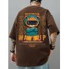 image:imageGORGLITTER Mens Novelty Casual Letter Graphic Crewneck TShirt Half Sleeve Oversized Tee TopCoffee Brown Cartoon Bear  Slogan