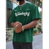 image:imageGORGLITTER Mens Novelty Casual Letter Graphic Crewneck TShirt Half Sleeve Oversized Tee TopGreen Slogan Letter