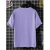 image:imageGORGLITTER Mens Novelty Casual Letter Graphic Crewneck TShirt Half Sleeve Oversized Tee TopMauve Purple Slogan Letter