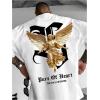 image:imageGORGLITTER Mens Novelty Casual Letter Graphic Crewneck TShirt Half Sleeve Oversized Tee TopWhite Angel Sculptural  Letter