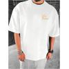 image:imageGORGLITTER Mens Novelty Casual Letter Graphic Crewneck TShirt Half Sleeve Oversized Tee TopWhite Sculpture  Letter