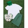 image:imageGORGLITTER Mens Outfits 2 Piece Graphic Embroidery Tee and Drawstring Shorts Casual Short Sleeve TShirt SetWhite and Green