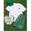 image:imageGORGLITTER Mens Outfits 2 Piece Graphic Embroidery Tee and Drawstring Shorts Casual Short Sleeve TShirt SetWhite and Green